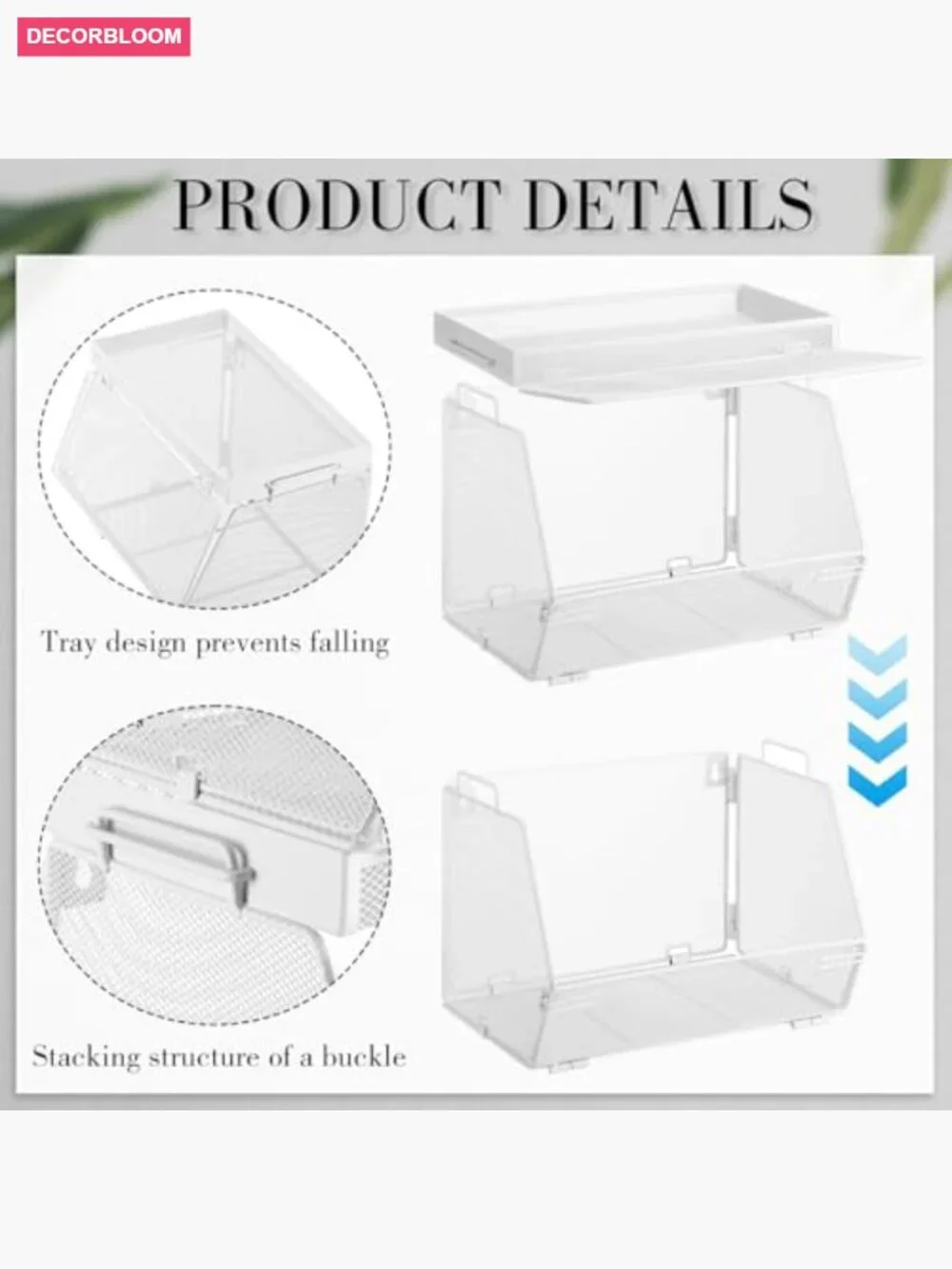 2 Pack Stackable Mesh Fruit Basket with Lid Wall Mountable Hanging Vegetable